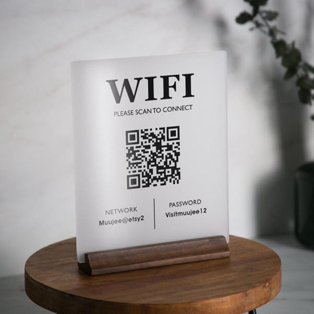Hot Sale WiFi QR Code Acrylic  – Airbnb Smart Home Bewertung und Preis